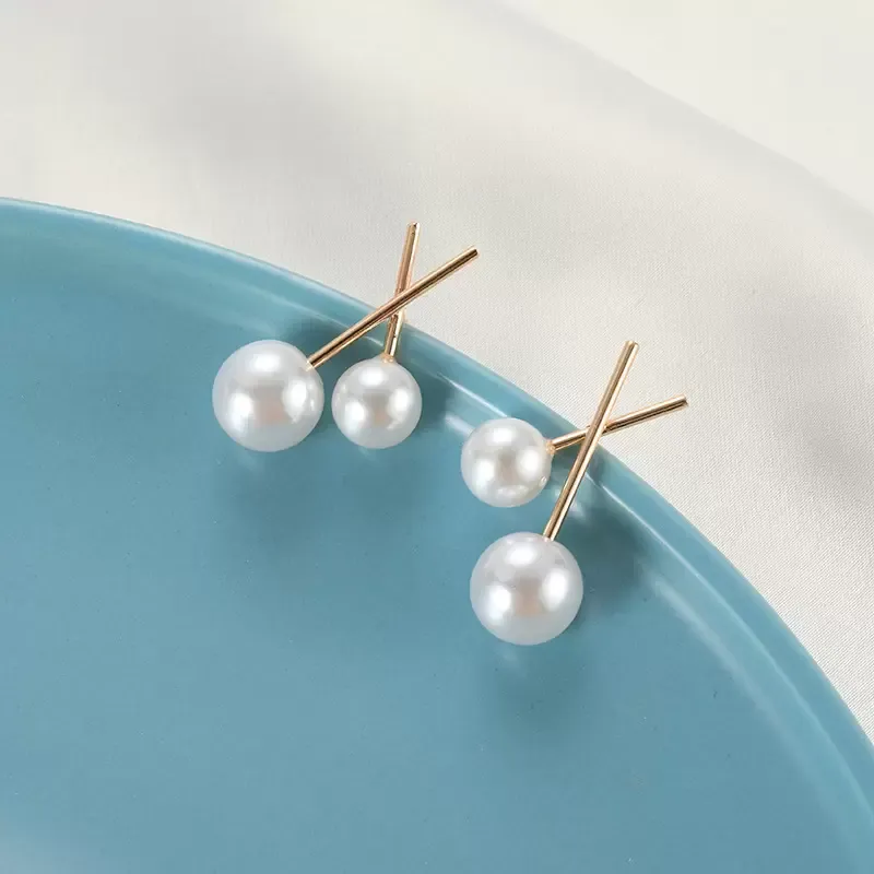 Acrylic Pearl Beads Charms Needle Stud Earrings Korean Personality Geometric Small Earring for Women Anniversary Gift