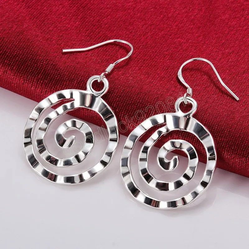 Boucles d'oreilles pendantes couleur argent 925 pour femmes, bijoux de tempérament, cercle en spirale assorti, cadeau d'anniversaire