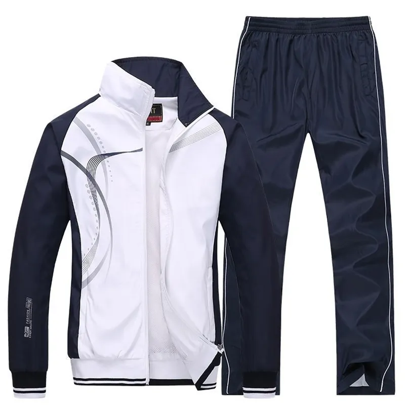 Abbigliamento sportivo da uomo Primavera Autunno Tuta da 2 pezzi Completo sportivo Giacca Pantalone Tuta da ginnastica Moda maschile Stampa Taglia L5XL 220811