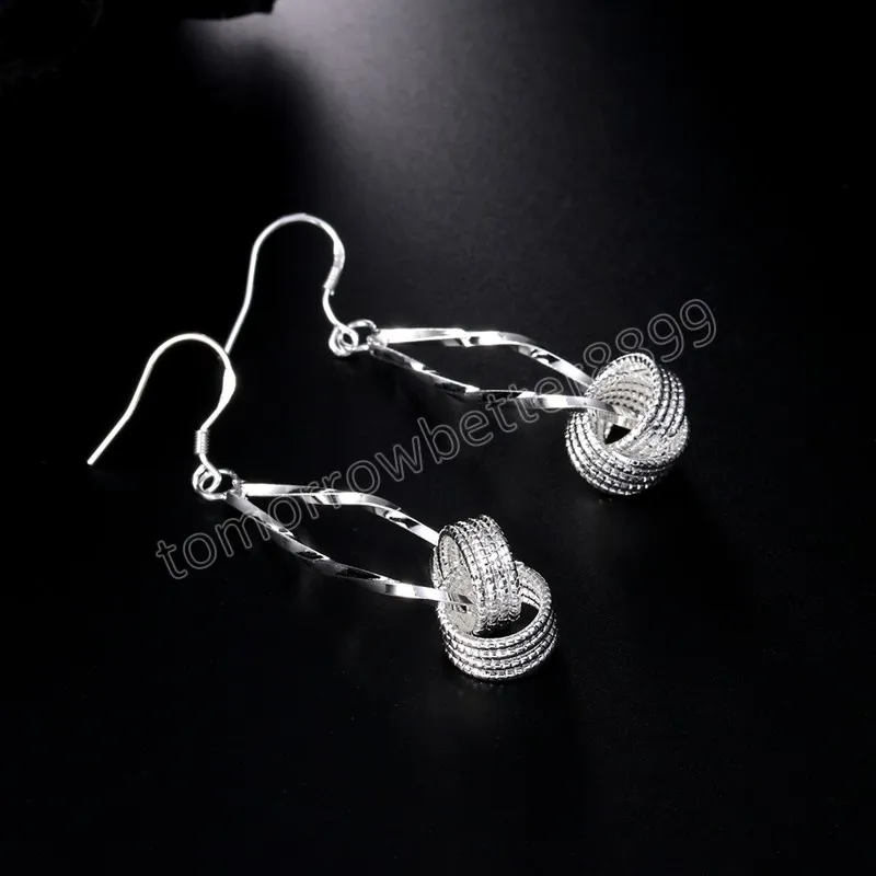 925 Silver color dangle Earrings for Women fashion Jewelry Net beads long earrings high quality Holiday Gifts