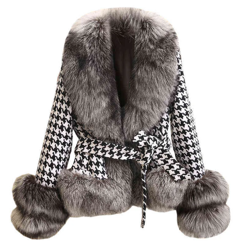 Patchwork Rabbit pälsrock Multi Colors Real Natural Rabbit Fur Jacket FP448 för kvinnor Fashion Brand Fur Coat T220810