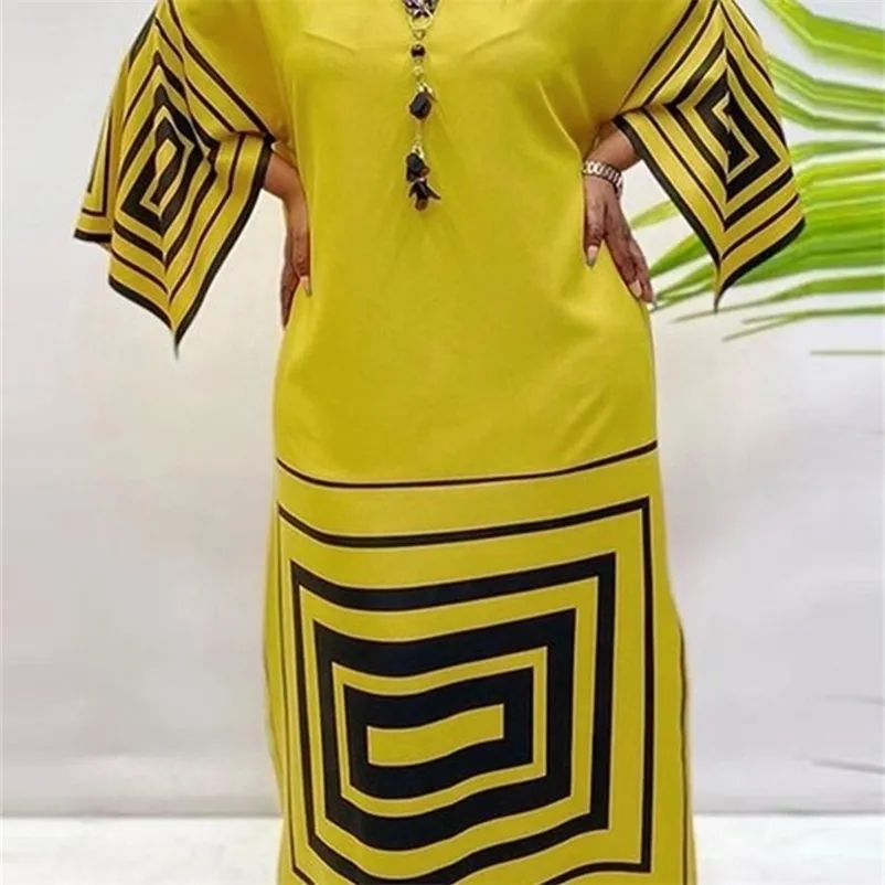 VONDA Women Boheemse kleding Casual losse 34 Sleeve avond feestjurk vrouwelijke vintage bedrukte vestidos oversized gewaad femme 220811