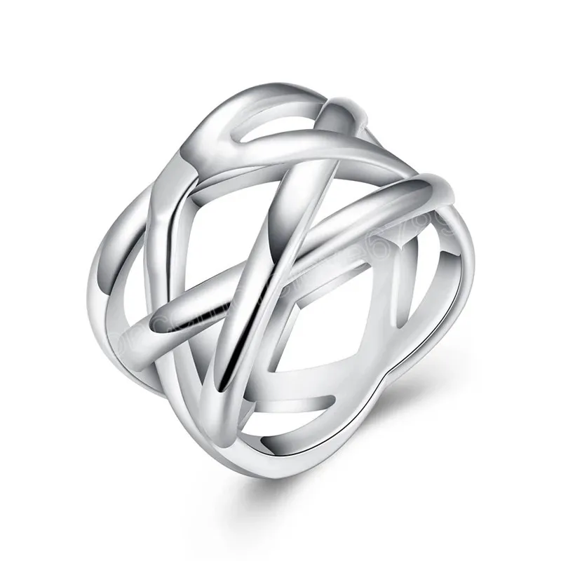 925 Sterling Silver Cross Intertwined Ring For Woman Wedding Engagement Party Fashion Charm Jewelry