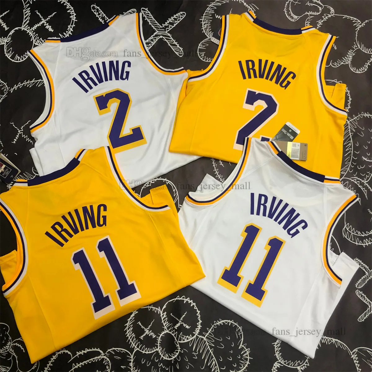 Wydrukowane koszulki do koszykówki #2 #11 Irving Jersey White Yellowjersey