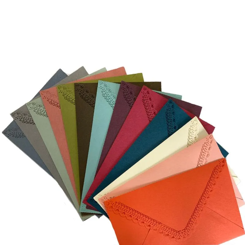 Gift Wrap 5Pcs Colorful Hollow Triangle Envelope Paper Wedding Party Invitation Greeting Card Brown Wine Red Handmade Diy 16 11.3CMGift