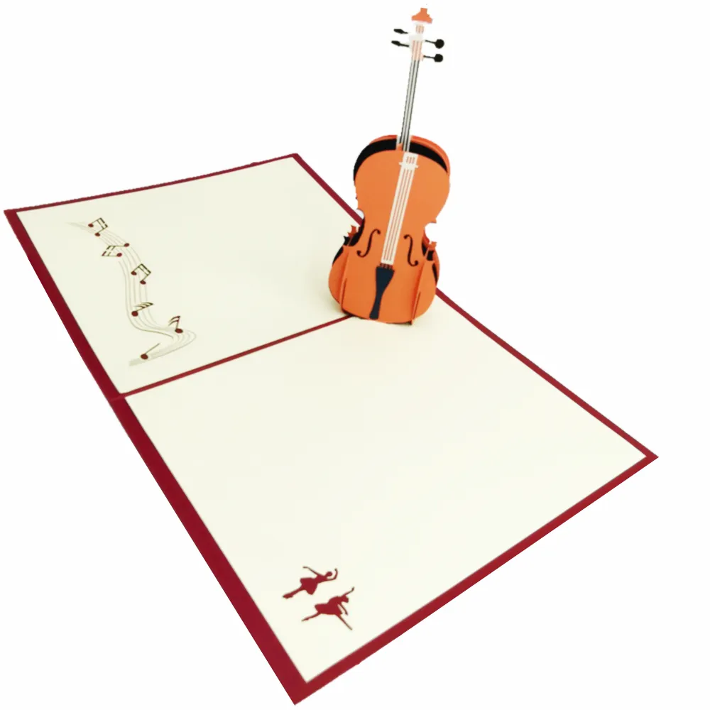 guitare cartes de voeux fête d'anniversaire faveurs décorations de fête d'anniversaire guitares pour les mélomanes cadeau art papier 3D pop up cartes carte de voeux