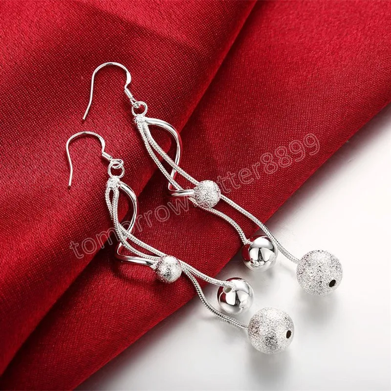 925 Silverfärg dingle örhängen för kvinnor mode smycken tofs pärlor långa örhängen par gåvor