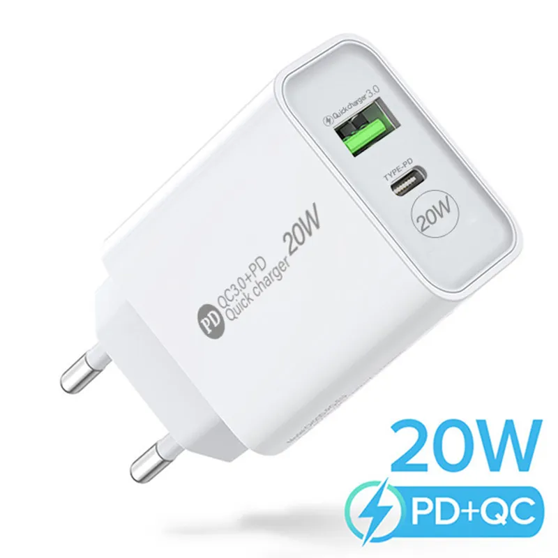 PD 20W USB充電器Quick Charge QC 3.0高速電話壁充電器アダプター用iPhone 13 12 Pro iPad Huawei Xiaomi Samsung