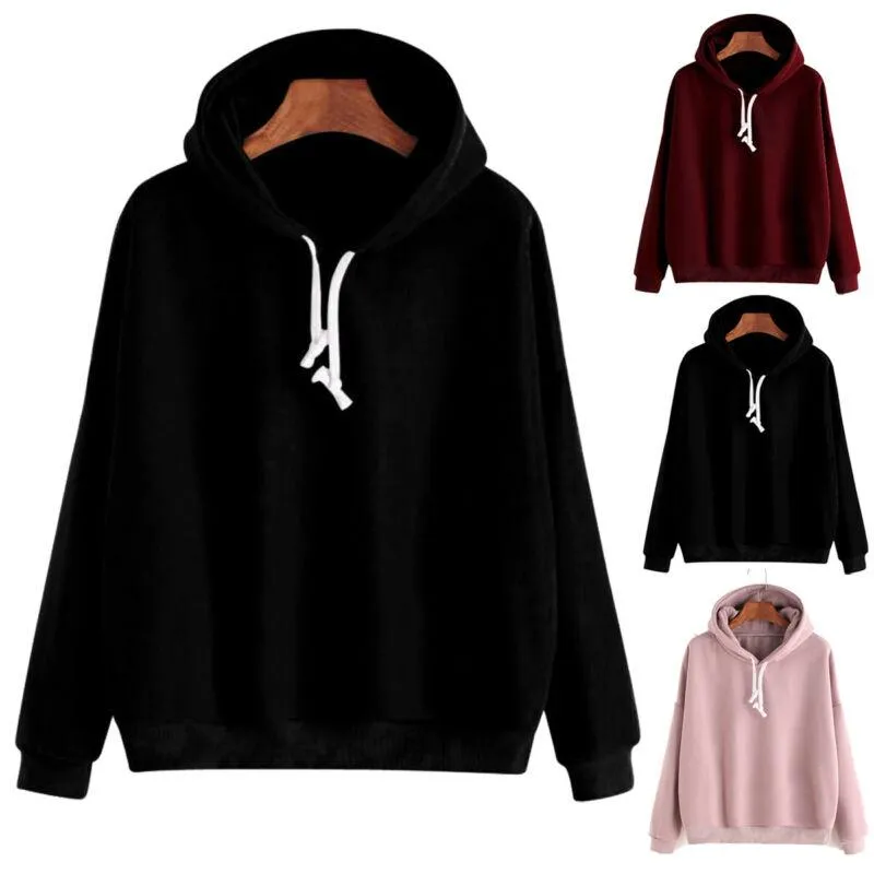 Kvinnors hoodies tr￶jor Elegant l￥ng￤rmad vanlig huvtr￶ja flerf￤rgade m￤n och kvinnor avslappnad pullover solid hoodie m￤rke varm