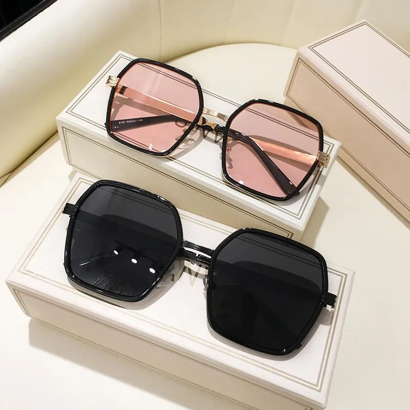 Sonnenbrille Mode Metall Großen Rahmen Gradienten Linse Frauen Übergroßen Rosa Quadrat Shades 2022 Marke Design Männer Sonnenbrille OculosSunglasses