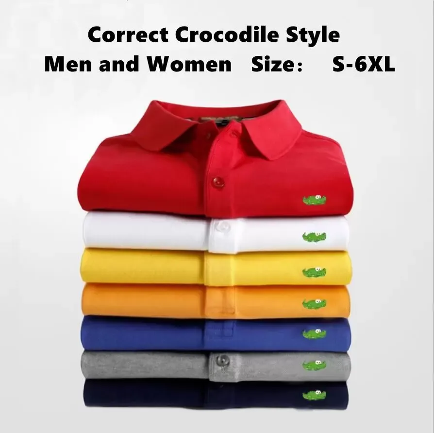 Klasik Moda Fransız Tasarımcı Erkek Tees Polos Gömlek Yaz Casual Erkek Kadın Yaz Unisex Artı Boyutu Yaka Nefes Timsah Nakış İş Golf T-Shirt