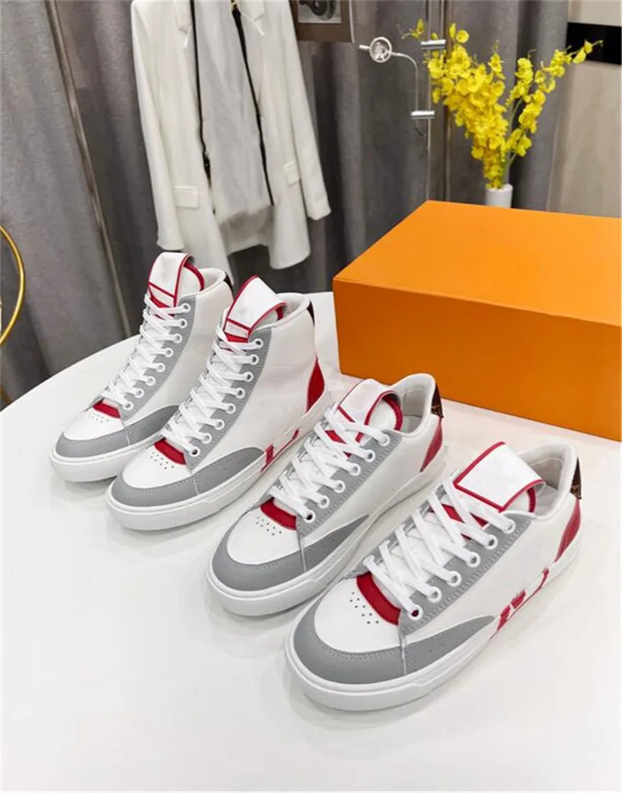 Women Men dress shoes fashion top quality comfortable sport genuine leather soft sole printing thick bottom lady lace female non slip versatile shoes G81102