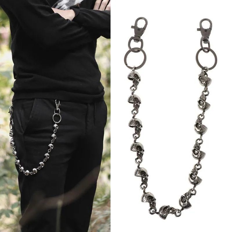 キーチェーンUnsex Gothic Jeans Chain Punk Skeleton Pants Biker Wallet ChainKeainsKeyChainsKeains