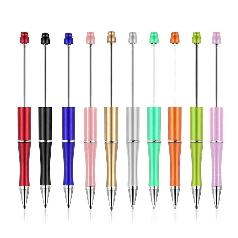 Beaded Plastic Gel Pen Creative Hand Beaded Pens Teacher Children Gift School Office Supplies WJ0019