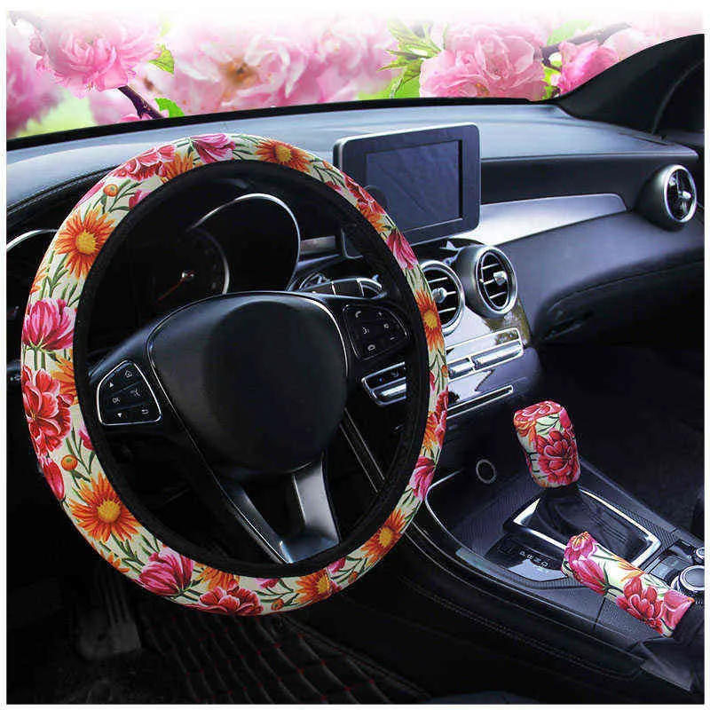 Volante per auto da ragazza per donna per 3738 cm 145 "15" Copertura del freno a mano del cambio antiscivolo Nessun anello interno Taglia M Wrap Cay Styling J220808