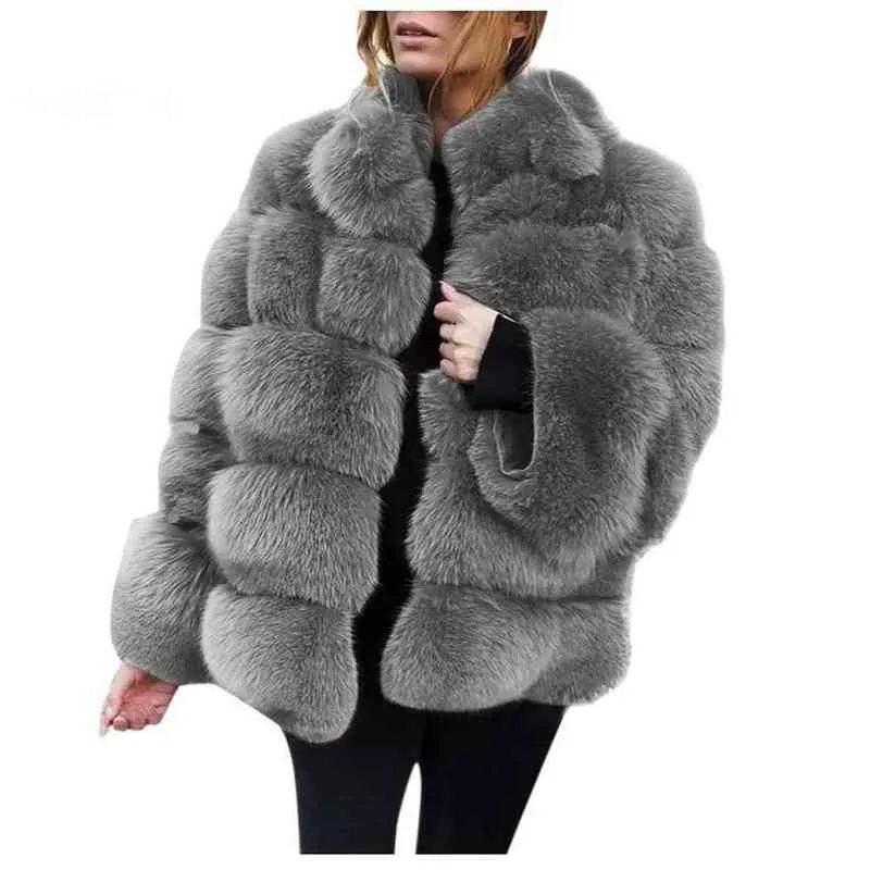 Vintage Lady Warm Fluffy Short Cappotti Luxury Plus Size Cappotto in pelliccia sintetica Donna Pelliccia impiombata Giacca autunno inverno morbida T220810