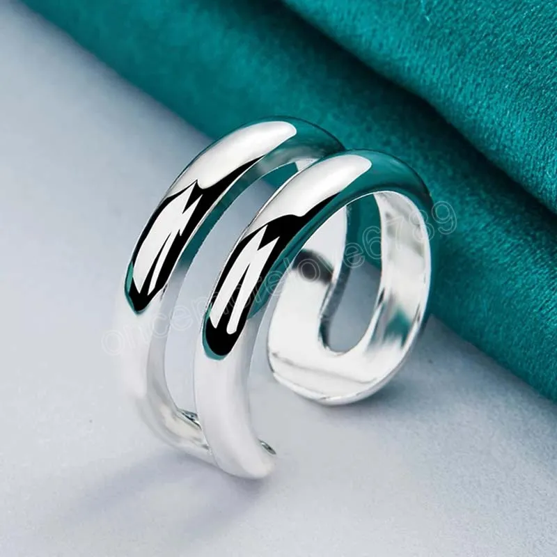 925 Sterling Silver Double Smooth Line Paar Ring voor vrouw Man Wedding Engagement Party Sieraden