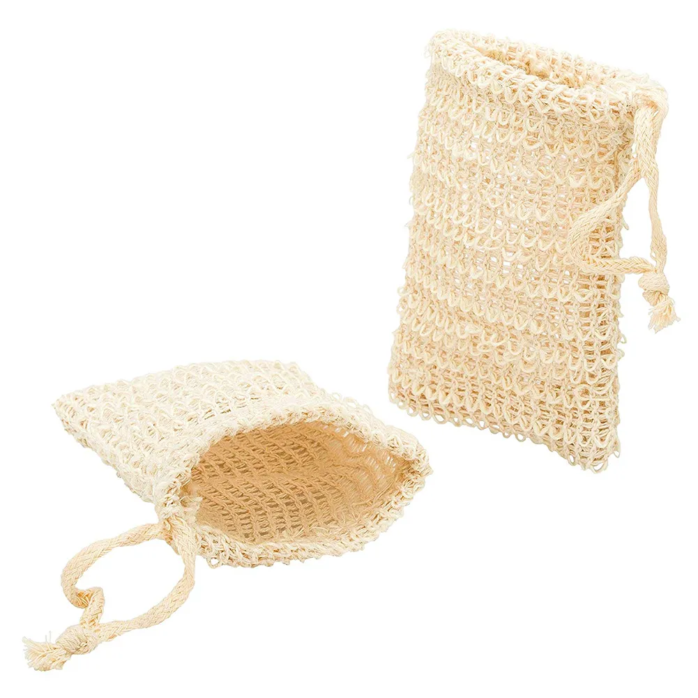 Natural Ramie Shower Exfoliator Pouch Net Net Bubble Bubble Blister Mesh Soap Saver Foaming Bag