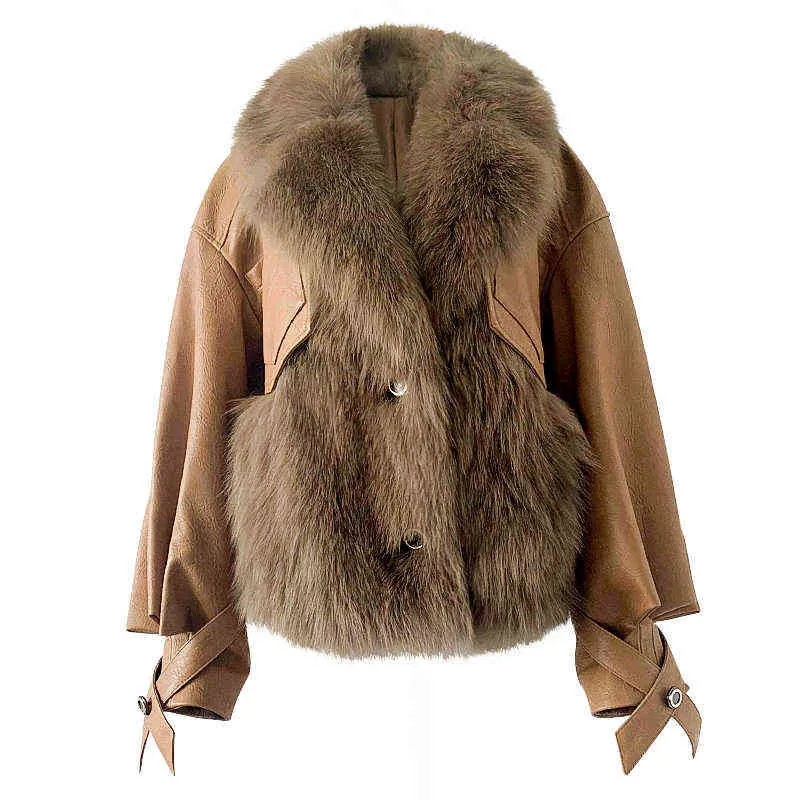 Kadınlar gerçek kürk ceket orijinal koyun derisi deri ceket sıcak moda palto T220810