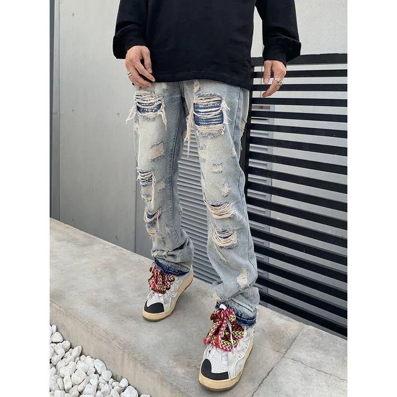 DHgate.com:Mens Vintage Hip Hop Streetwear Straight Ripped