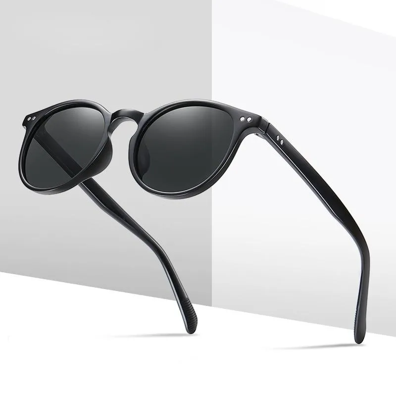 Solglasögon Trend Retro Polariserad TR Classic Round Frame Sol Glasögon för män och kvinnor Fashion Eyeware UV Protectionsunglasses