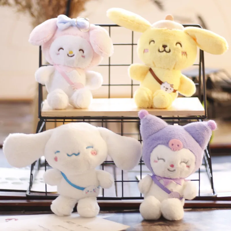 12 cm Kawaii Schlüsselanhänger Plüsch Anhänger Anime Kuscheltiere Niedlich Cinnamoroll Plüschtier My Melody Plüschtier Schlüsselanhänger Geschenk Spielzeug Kind