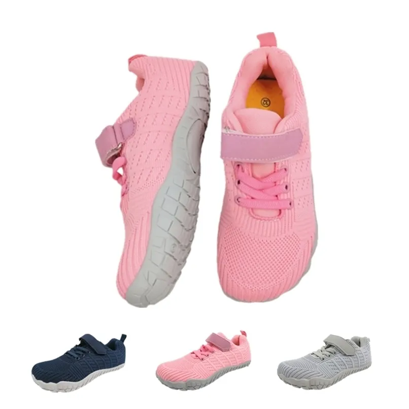 ZZFABER Kids Flexible children s Barefoot Shoes children Flat Breathable Mesh Sports for Girls Boy Soft Casual Sneakers 220811