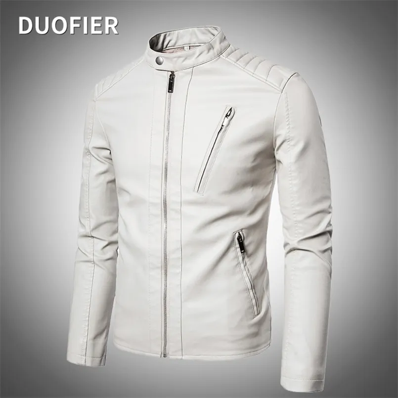 Hombres chaqueta de imitación motocicleta otoño chaquetas para hombre blanco jaqueta de couro masculina outwear masculino pu abrigos de cuero 5xl 220811