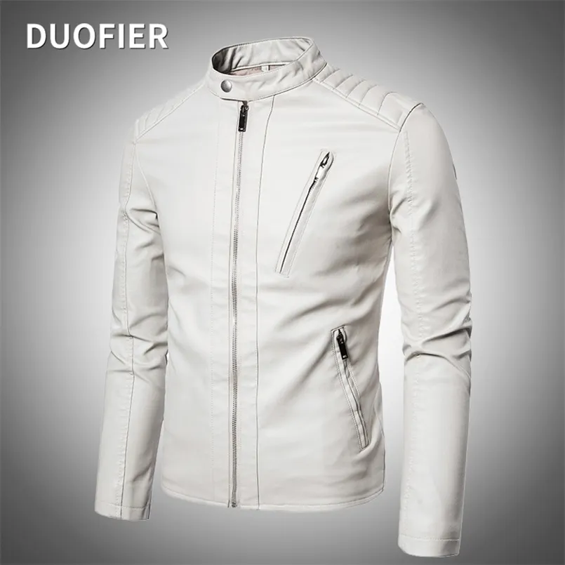 Männer Faux Jacke Motorrad Herbst Herren Jacken Weiß Jaqueta De Couro Masculina Outwear Männlichen PU Leder Mäntel 5XL 220811