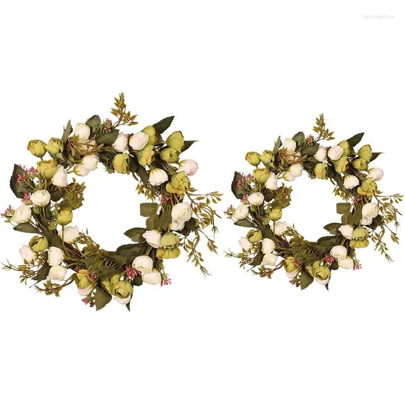 Artificial Rose Flower Wreath Spring For Front Door Wedding Party Wall Window Farmhouse Home Decor