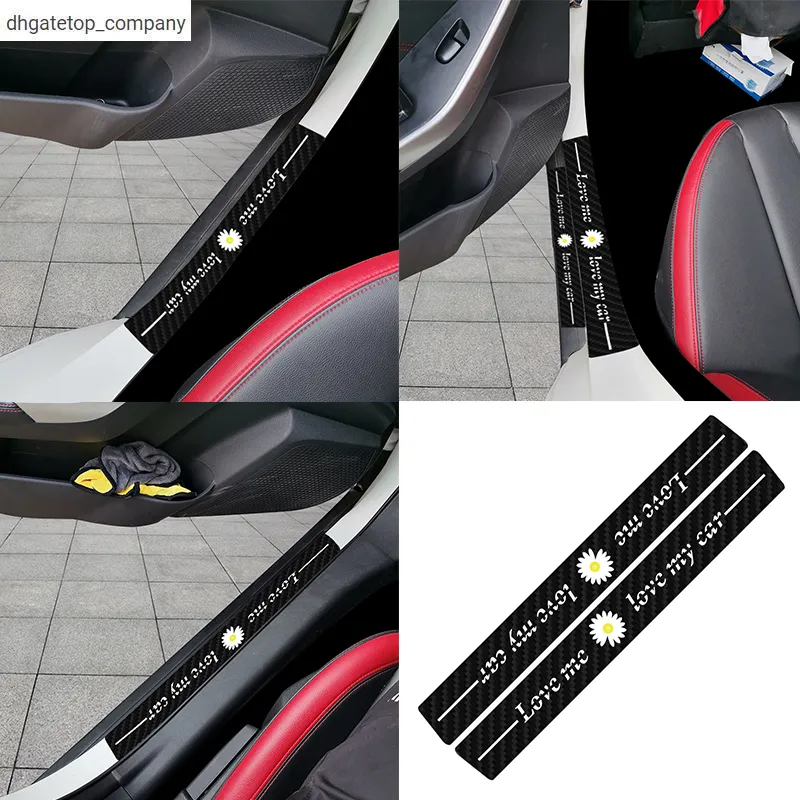 جديد 2 pcs باب السيارة stickerauto door تصميم الكروم تغطية واقي الإكسسوارات سيارة القولبة الشريط تقليم الألياف الكربون الوفير الأمامي