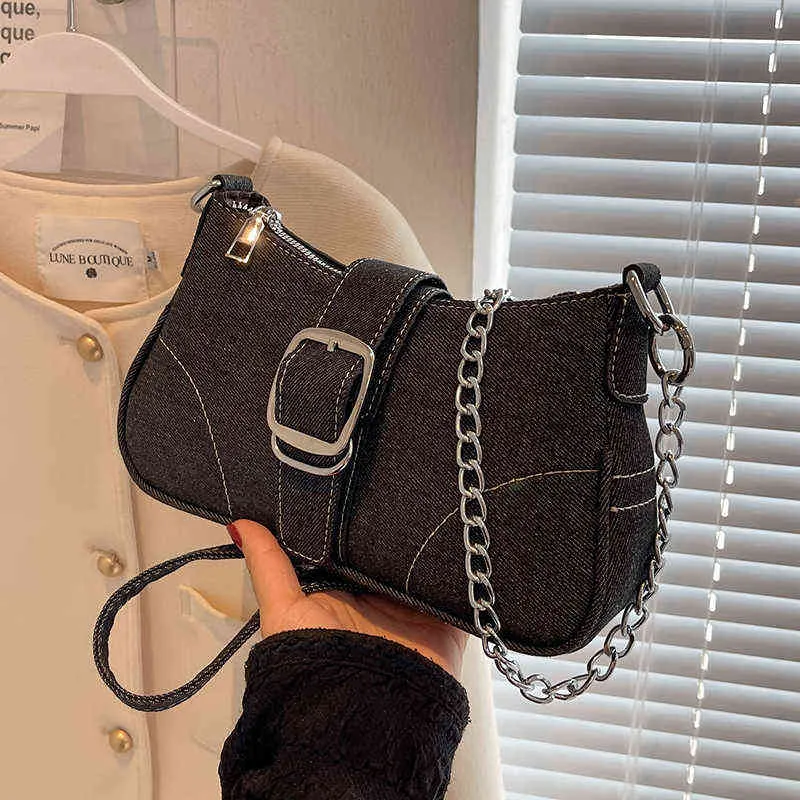 HBP LEFTSIDE Denim Chaîne Fourre-Tout Sac Aisselle 2022 Été Nouveau Haute Qualité Doux Femmes Designer Sac À Main Doux Épaule