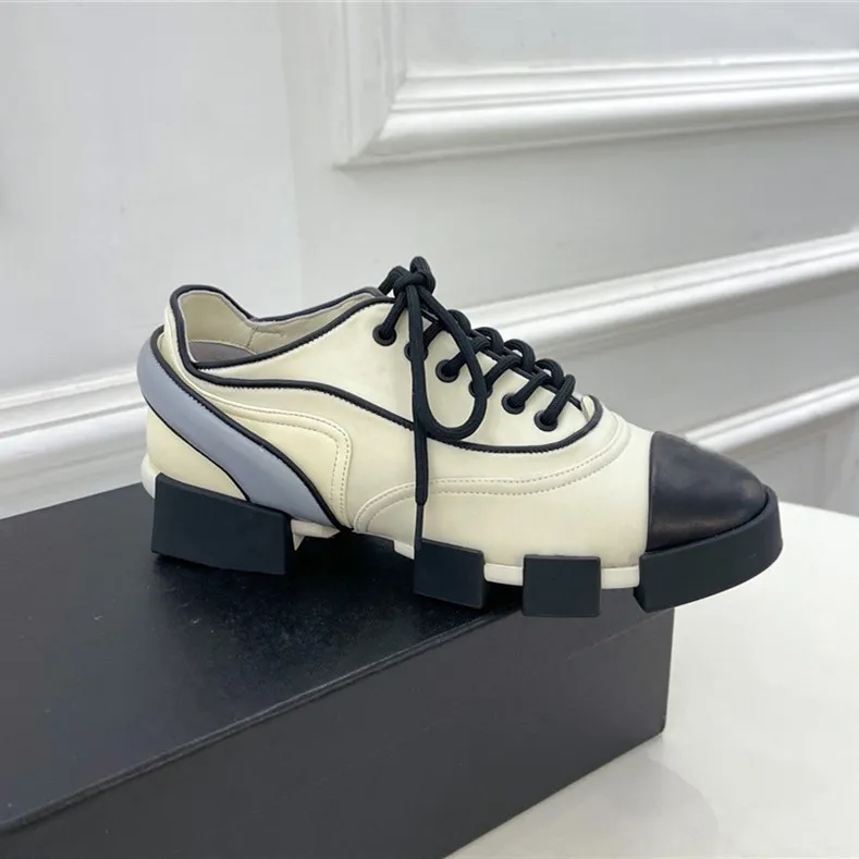 사계절 싱글 제품 달 신발 패션 클래식 요소 스티칭 대비 색상 캐주얼 신발