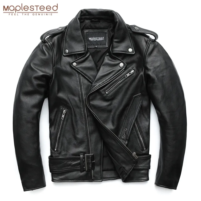 MapLesteed Classical Mustercile S Men Leather 100 ٪ Natural Cowwhide Crity Moto Jacket Winter Winter 6167cm 6xl M192 220811