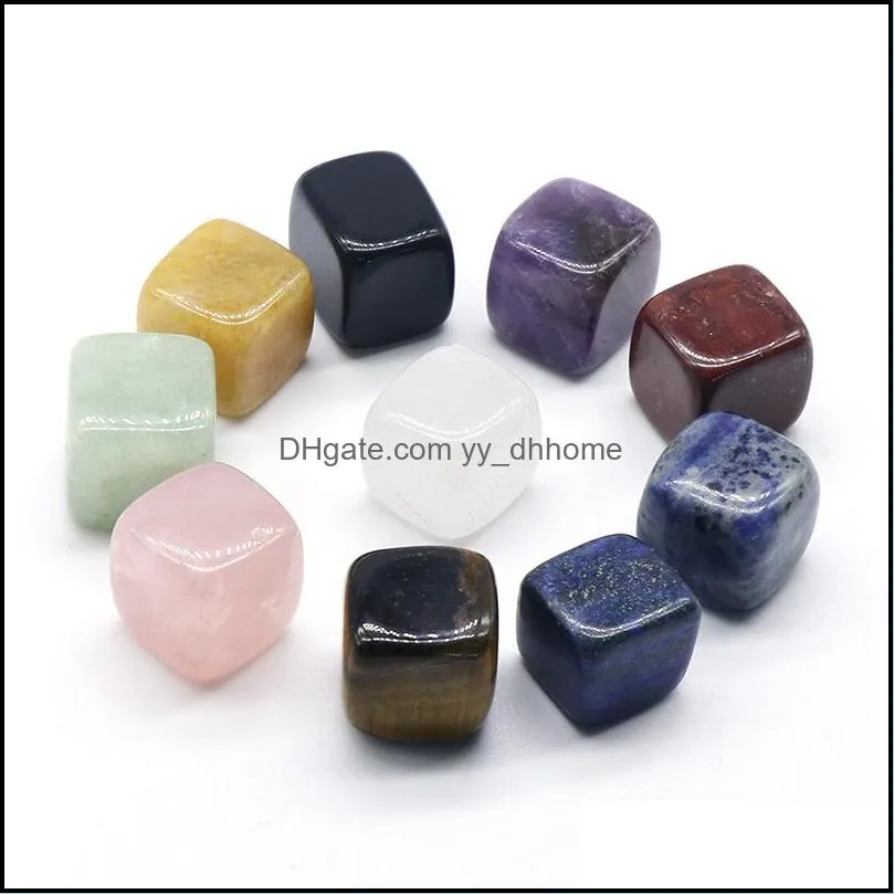 Stone Loose Beads Jewelry Natural Chakra Squares Rose Quartz Amethyst Agate Tigers Eye Powder Crystal White Yoga Medita Dhsxf