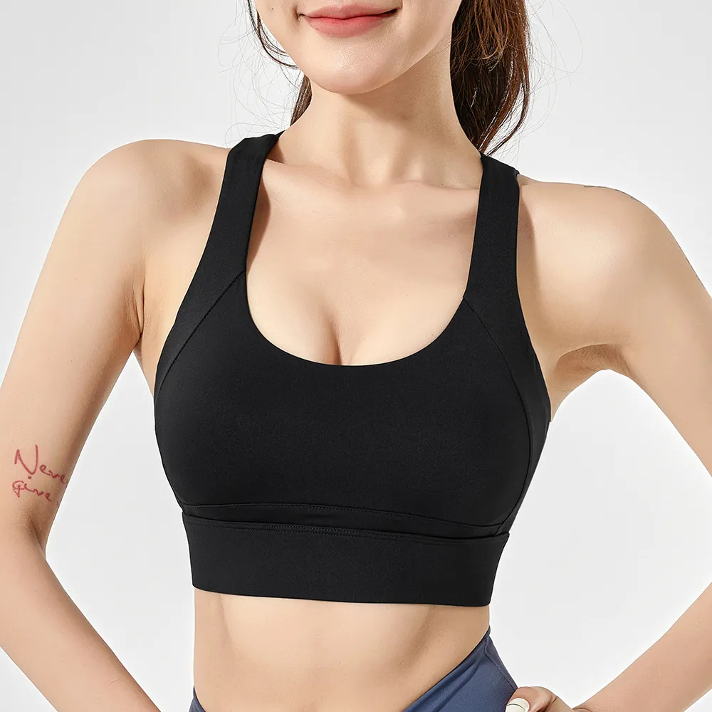 High-intensity sports underwear shockproof running fitness vest female  fixed cup one-piece bra yoga