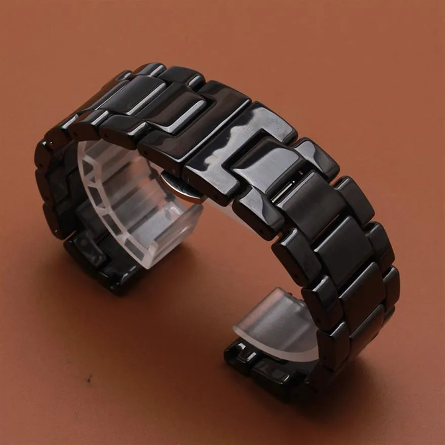 Promoção Novo substituir 22mm Relógio Banda de cerâmica Black tiras para Samsung Gear S3 Classic Butterfly Buckle Watches Belts Bracelets298p