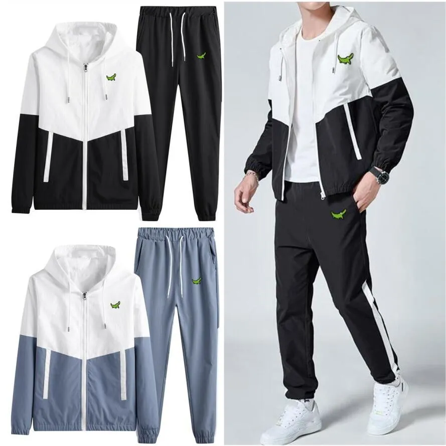 Krokodil Frans Heren Trainingspakken Trainingspak Casual Hoodies Sets 2022 Nieuw Borduren Mannelijke Jas Broek Tweedelige Sets Streetwear Hardlopen Sport Pak Grote maten 5-5XL