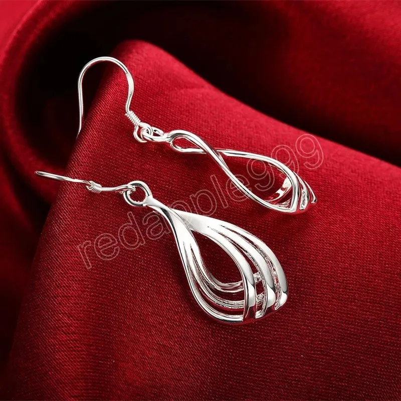 925 Silver Color Dangle Earrings مجوهرات مجوهرات أنيقة سحر سحر تويست خط الأقراط الهدايا عيد الميلاد