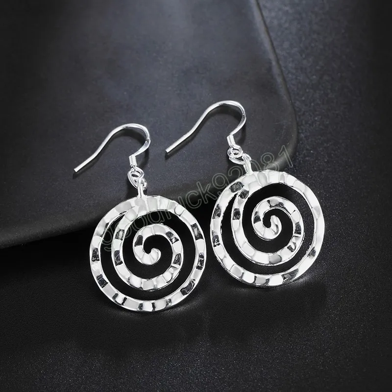 Boucles d'oreilles pendantes couleur argent 925 pour femmes, bijoux de tempérament, cercle en spirale assorti, cadeau d'anniversaire