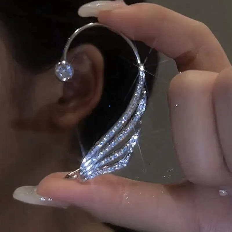 Clip-on-Strass-Ohrclip-Ohrring mit Schraubverschluss für Frauen, kein Piercing, koreanischer Stil, Manschetten-Schmuckzubehör, Clip-on