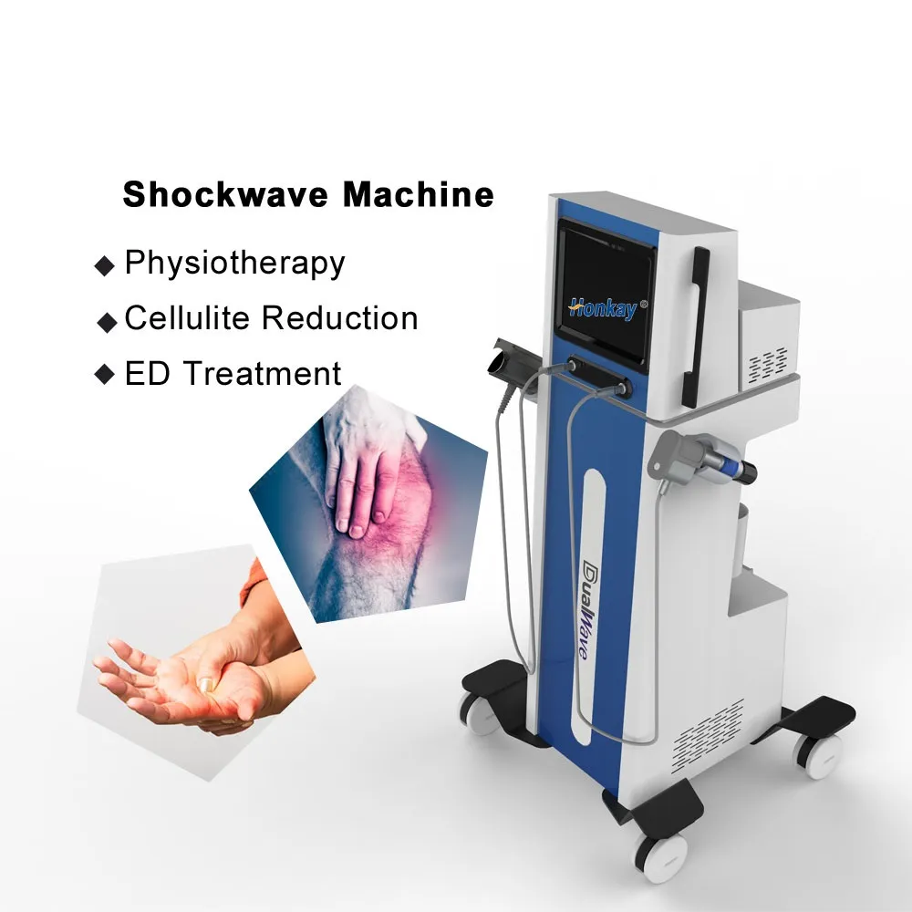 Dual Shock Wave Machine Gadgets Elektromagnetische und pneumatische Stoßwellenausrüstung ESWT Elektrotherapie Physiotherapie Behandlung ED-Behandlung Sportverletzungen