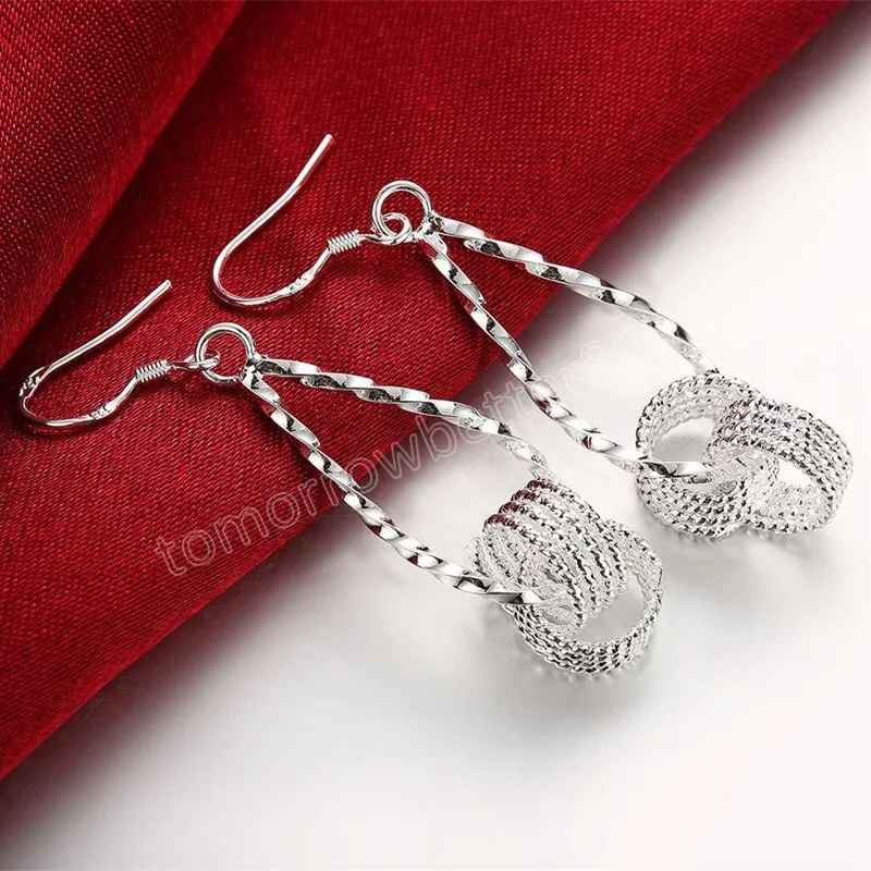 925 Silver color dangle Earrings for Women fashion Jewelry Net beads long earrings high quality Holiday Gifts