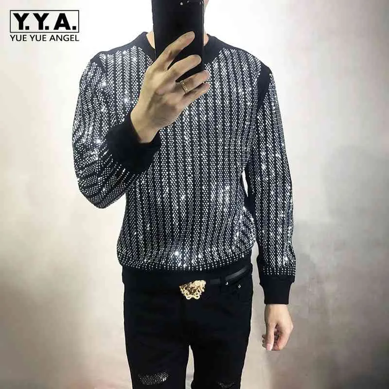 Sweat-shirt à manches longues pour hommes, décontracté, diamants brillants, cristal scintillant, Clubwear, pull unisexe, Hip Hop, 4xl, nouvelle collection automne