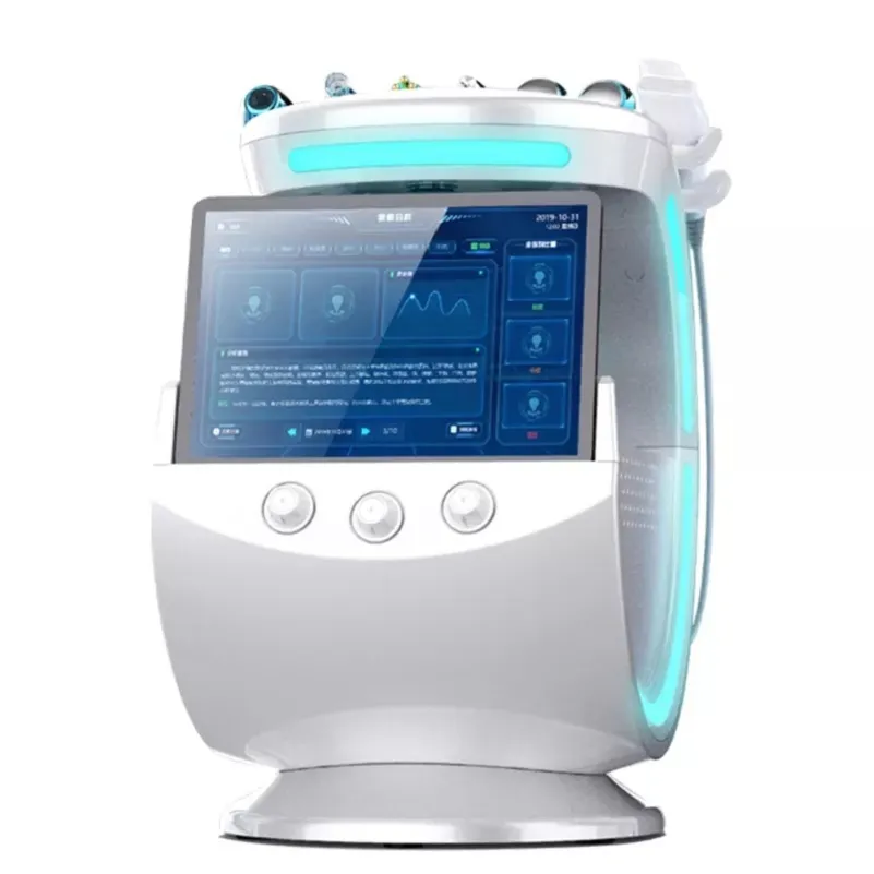 Machine multifonction 7 en 1 d'analyse hydro-faciale, Dermabrasion, intelligente, bleu glacé, ultrasonique, RF, épurateur de peau aquatique