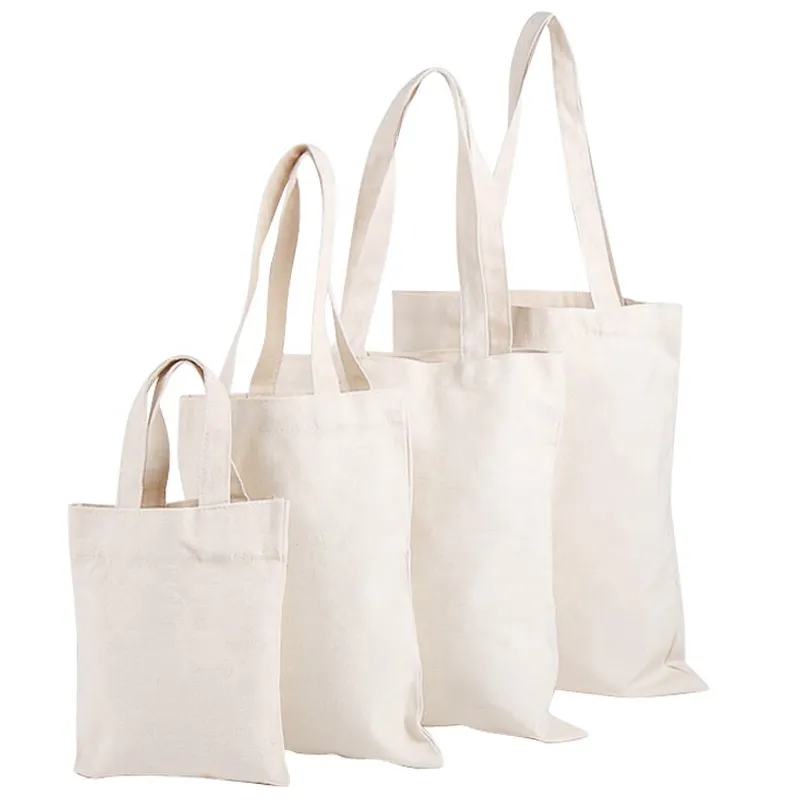 Sublimation Canvas Tote Bags Blank Cotton Totes with Handle Reusable Washable Grocery Shopping Plain Bags for Women Half Bleached Color