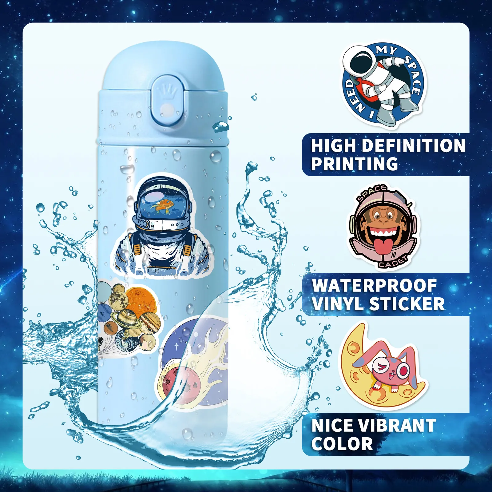 Graffiti Skateboard Stickers Planet Astronaut For Car Laptop iPad Bicycle Motorcycle Helmet Guitar PS4 Phone fridge Decals PVC water bottle Sticker