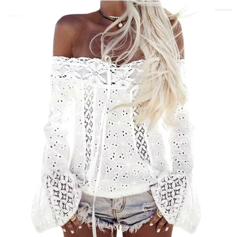 Boho Top Off Shoulder Shirt Women White Lace Blouse 2022 Hippie Chic Clothing Summer Beach Tunic Chemise Femme Blusas Feminina