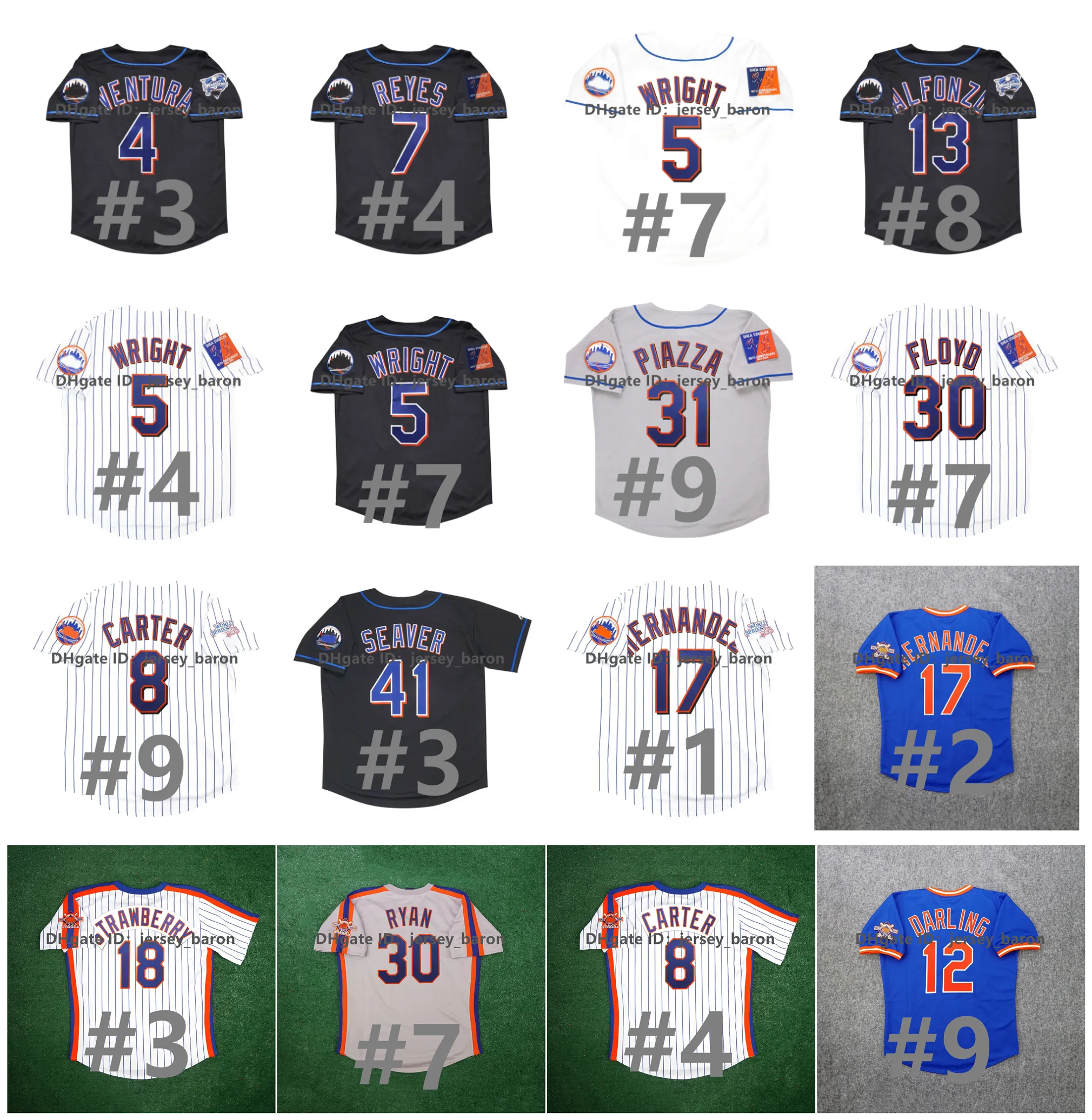 Vintage David Wright 2000 World Series Baseball Jersey Mike 31 Piazza Robin Ventura Jose Reyes Edgar Alfonzo Tom Seaver Cliff Floyd Gary Carter Darryl Strawberry