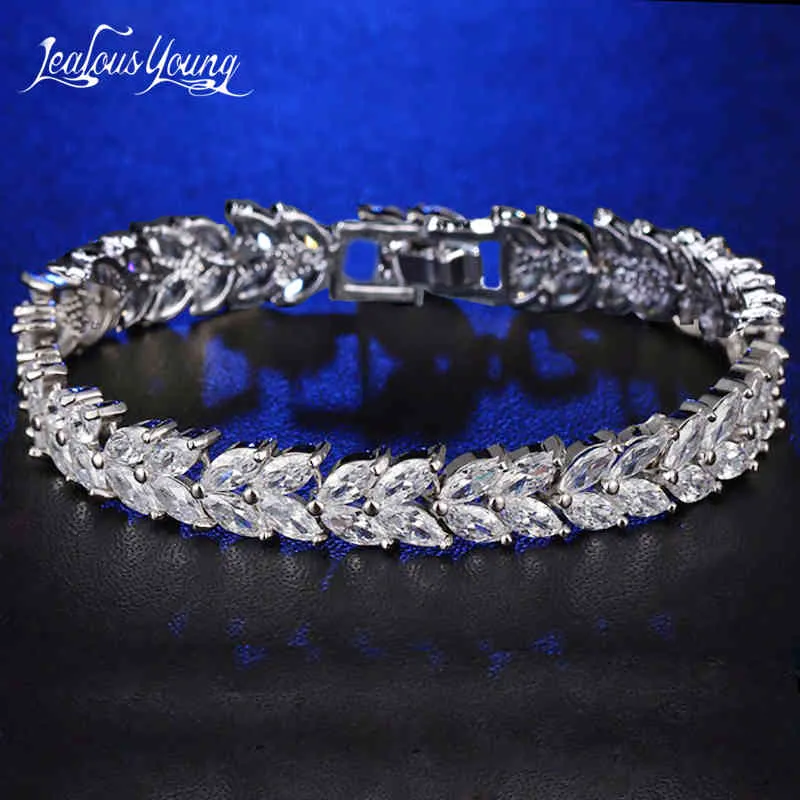 Designer Luxury Zircon Folhe Shaped Wedding Charm S para mulheres Bracelet Brangelete Jóias Presente